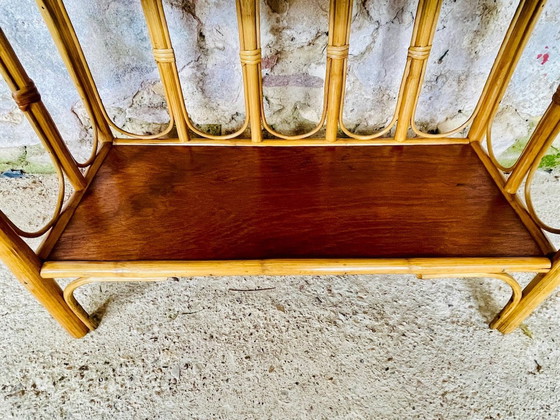 Image 1 of Mid-Century, Vintage, Bamboo and Rattan 3 Tier Shelf, 1960’s