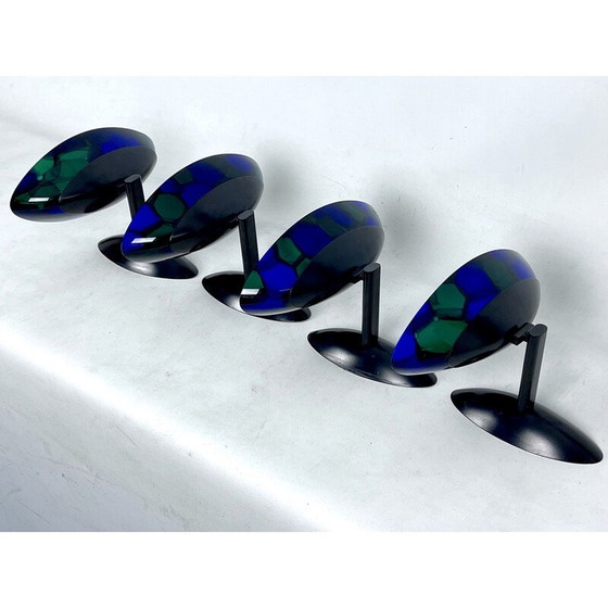 Image 1 of Set of 4 vintage glass and metal wall lamps by Ottavio Missoni, Italy 1980