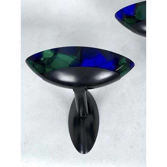 Image 1 of Set of 4 vintage glass and metal wall lamps by Ottavio Missoni, Italy 1980