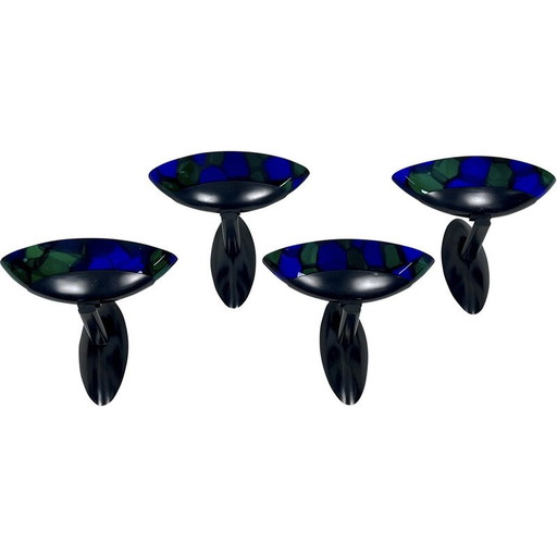 Set of 4 vintage glass and metal wall lamps by Ottavio Missoni, Italy 1980