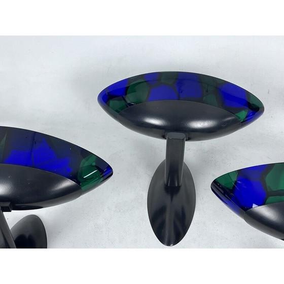Image 1 of Set of 4 vintage glass and metal wall lamps by Ottavio Missoni, Italy 1980