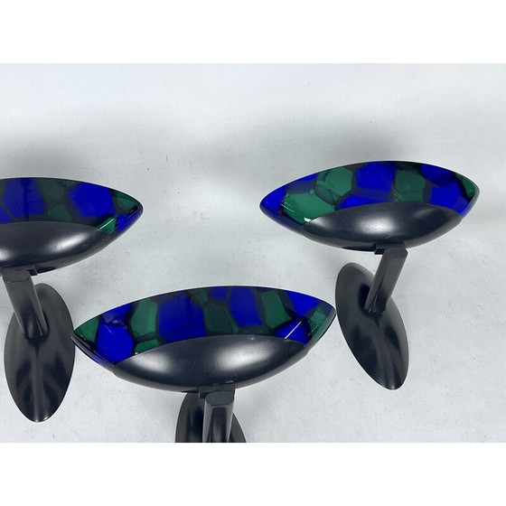 Image 1 of Set of 4 vintage glass and metal wall lamps by Ottavio Missoni, Italy 1980