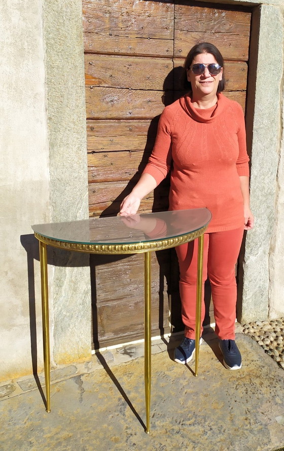 Image 1 of Italian Brass And Glass Console, 1940S