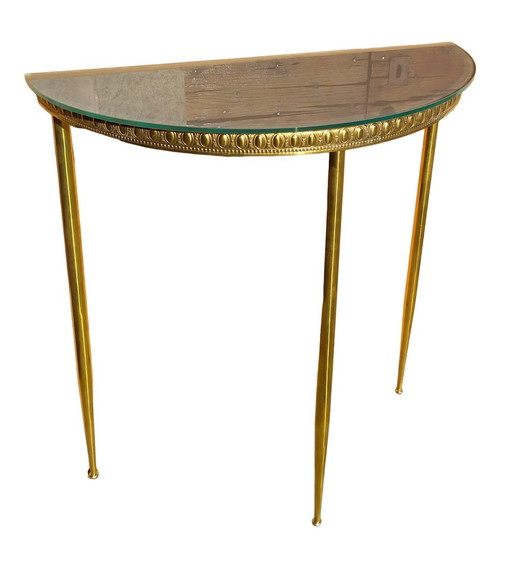 Italian Brass And Glass Console, 1940S