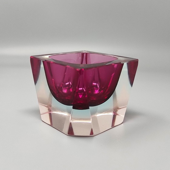 Image 1 of  Load Image Into Gallery Viewer, 1960S Stunning Murano Pink/Blue Ashtray Or Catch-All By Flavio Poli For Seguso Load Image Into 