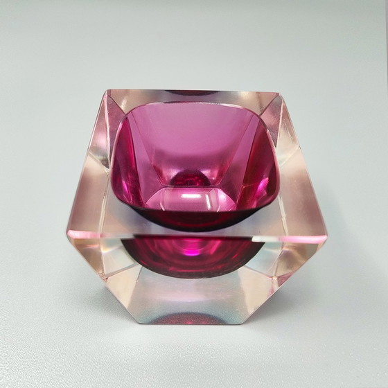 Image 1 of  Load Image Into Gallery Viewer, 1960S Stunning Murano Pink/Blue Ashtray Or Catch-All By Flavio Poli For Seguso Load Image Into 