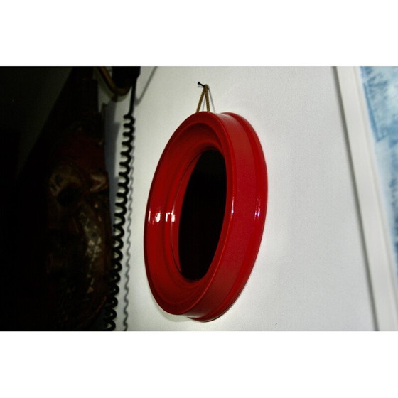 Image 1 of Vintage bright red ceramic mirror, 1960