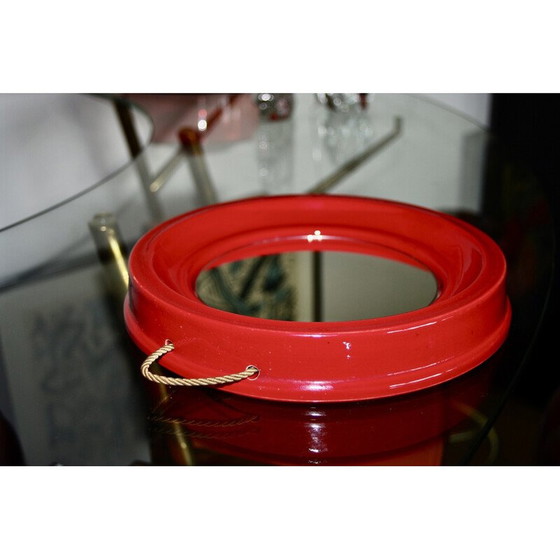 Image 1 of Vintage bright red ceramic mirror, 1960