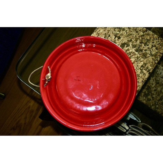 Image 1 of Vintage bright red ceramic mirror, 1960