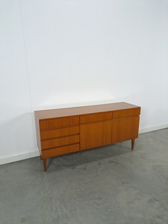 Image 1 of Teak Veneer Sideboard Bar Chest With Drawers And Flap Doors