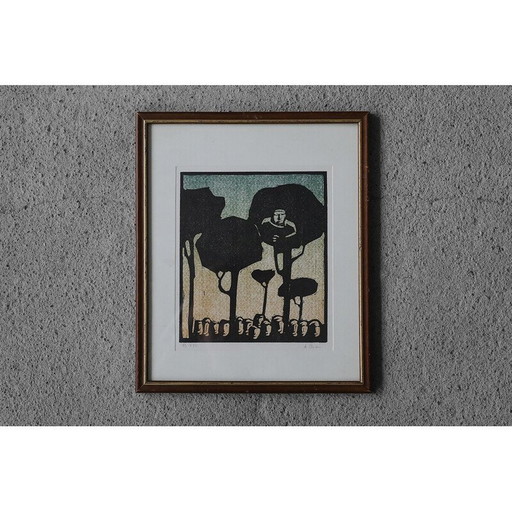 Vintage painting on a biblical theme by Åke Holm, 1970