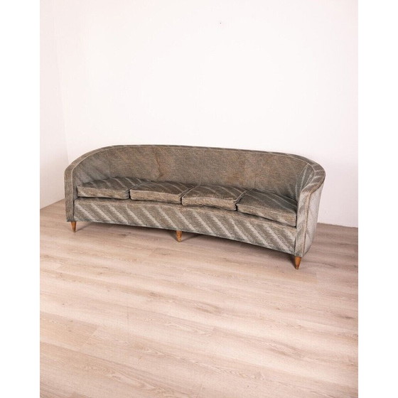 Image 1 of Vintage blue velvet sofa, Italy 1950