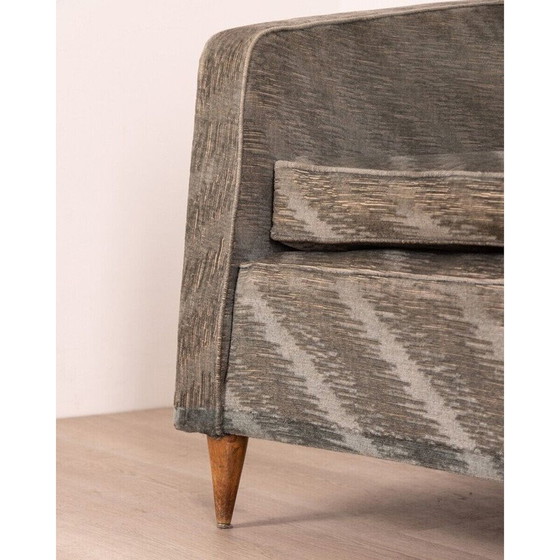 Image 1 of Vintage blue velvet sofa, Italy 1950