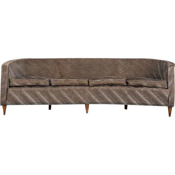Image 1 of Vintage blue velvet sofa, Italy 1950