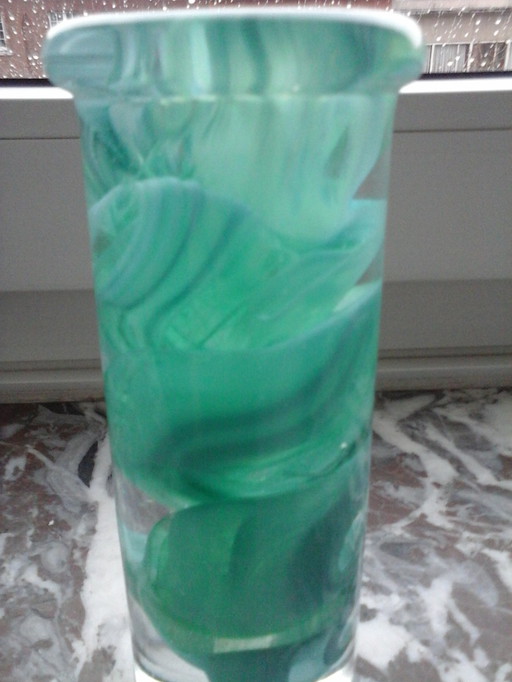 Vase bougeoir "Atoll" en verre Kosta Boda par Anna Ehrner