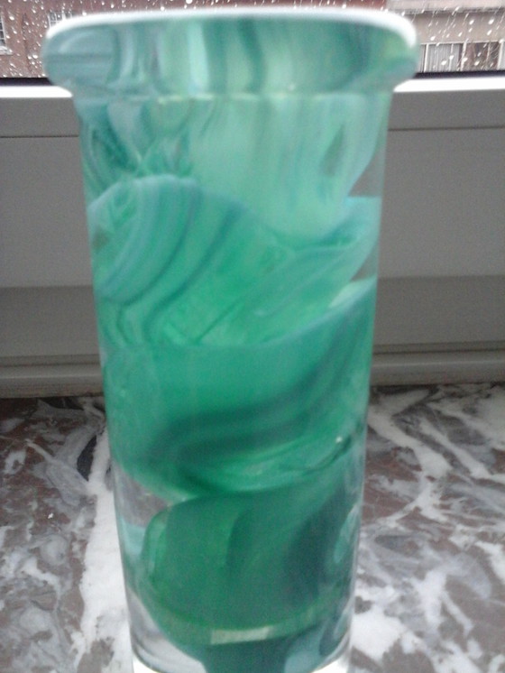 Image 1 of Vase bougeoir "Atoll" en verre Kosta Boda par Anna Ehrner