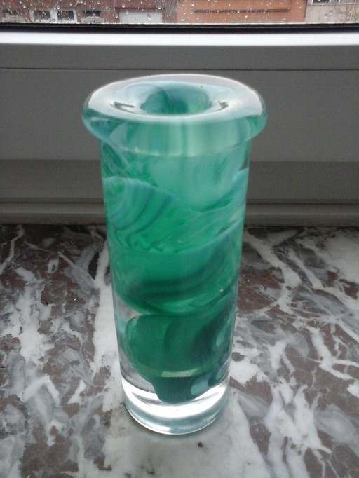 Vase bougeoir "Atoll" en verre Kosta Boda par Anna Ehrner