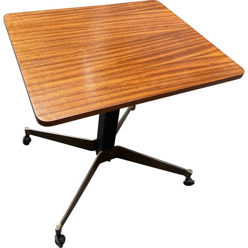 Vintage rosewood pedestal table by Jacques Adnet, 1950