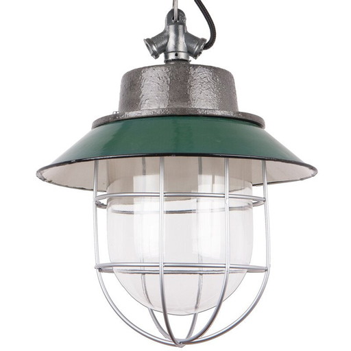 Suspension vintage en émail par Energo-Metal Spółdzielnia Pracy Przyszłość, Pologne 1960