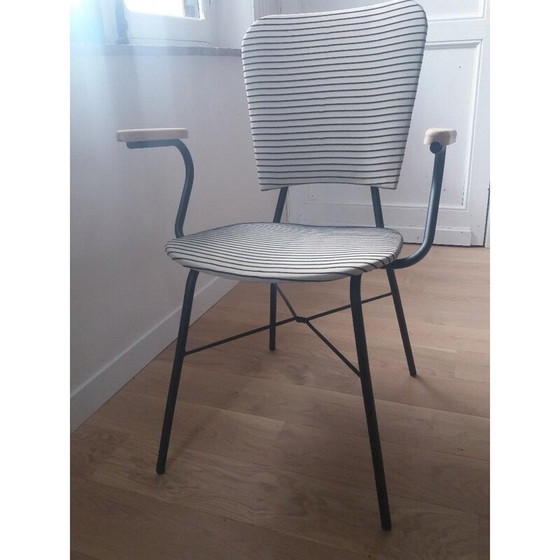 Image 1 of Vintage metal striped chair 1950