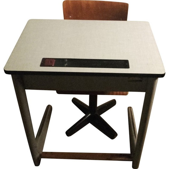Image 1 of Vintage children's desk with wooden chair, 1960