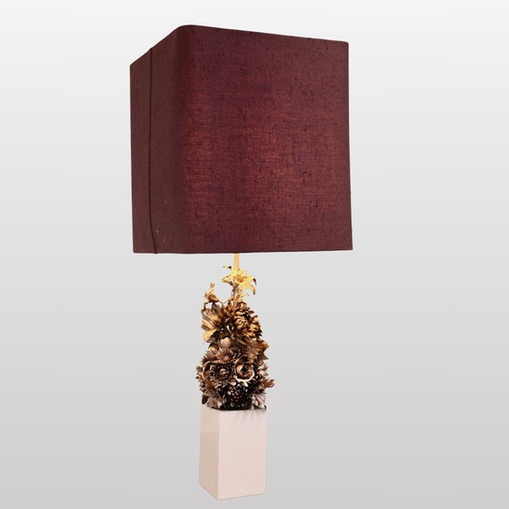 Image 1 of Lampada vintage decorata con un mazzo di fiori, Francia 1970