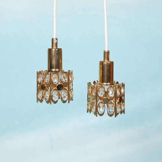 Image 1 of Vintage Palwa pendant lights brass & crystal