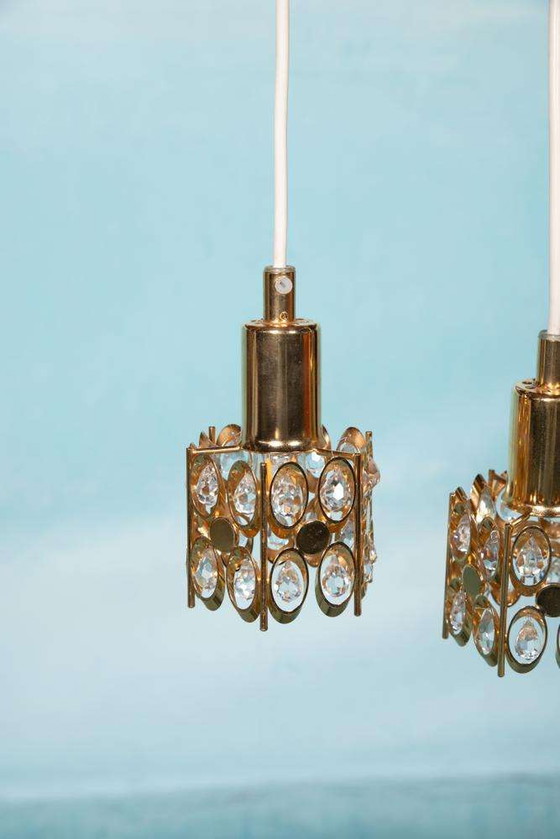 Image 1 of Vintage Palwa pendant lights brass & crystal