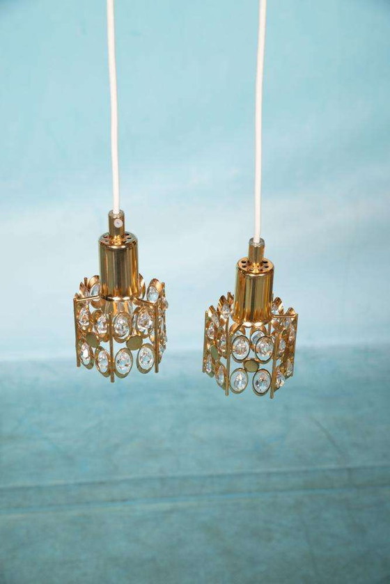 Image 1 of Suspension vintage Palwa laiton et cristal