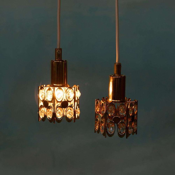 Image 1 of Suspension vintage Palwa laiton et cristal