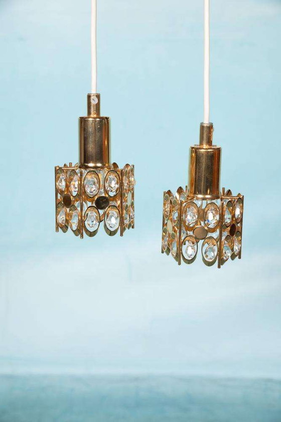 Image 1 of Suspension vintage Palwa laiton et cristal