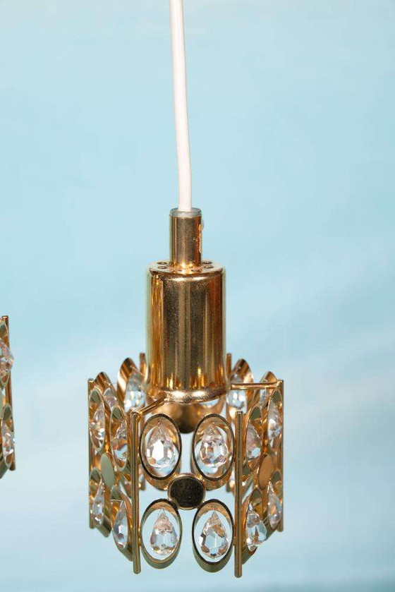 Image 1 of Suspension vintage Palwa laiton et cristal