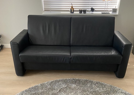 Havee Black Leather Sofa 2.5 Seat