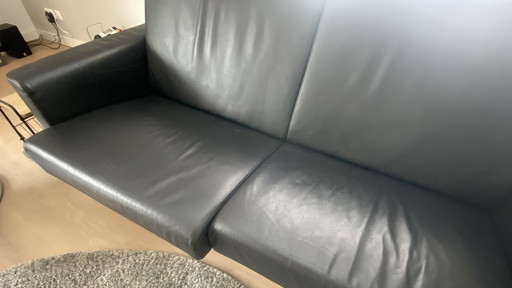 Havee Black Leather Sofa 2.5 Seat