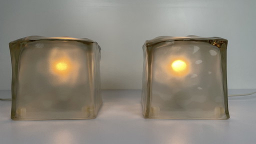 2 x Ice cube IVIKEN glass set of table lamps / night lights.