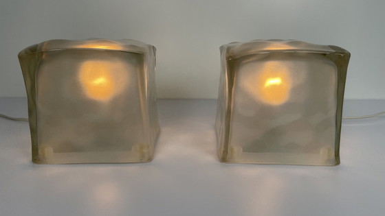 Image 1 of 2 x Ice cube IVIKEN glass set of table lamps / night lights.