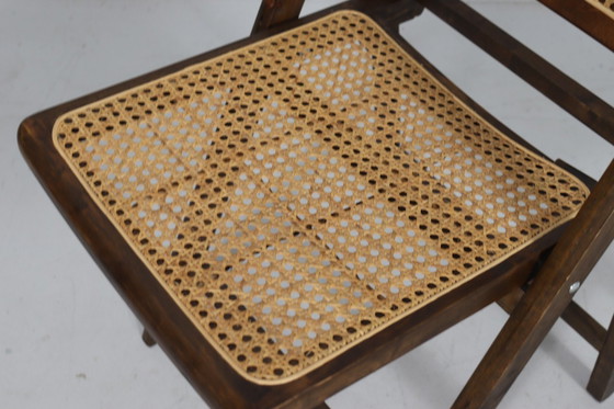 Image 1 of Mid - Century folding chairs with Viennese wickerwork, Italy, 1970s