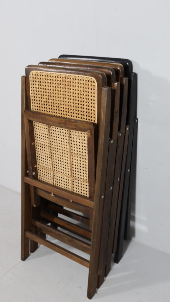 Image 1 of Mid - Century folding chairs with Viennese wickerwork, Italy, 1970s