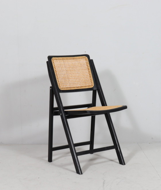 Image 1 of Mid - Century folding chairs with Viennese wickerwork, Italy, 1970s