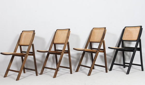 Image 1 of Mid - Century folding chairs with Viennese wickerwork, Italy, 1970s