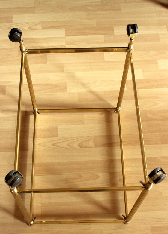 Image 1 of Hollywood Regency bar trolley, serving trolley, brass, smoked glass