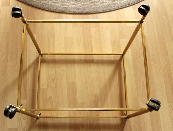 Image 1 of Hollywood Regency bar trolley, serving trolley, brass, smoked glass