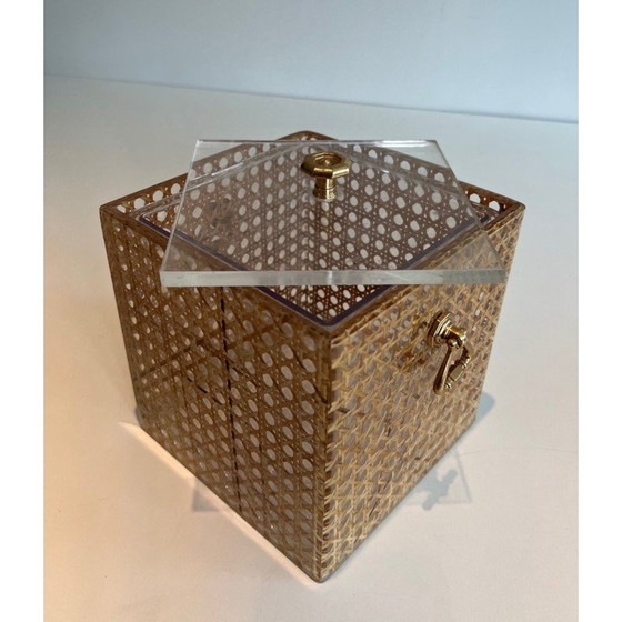 Image 1 of Vintage ice bucket in plexiglass and cane, Italy 1970