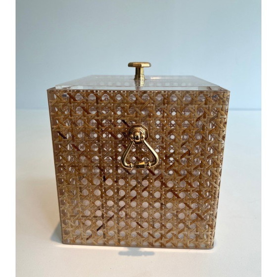 Image 1 of Vintage ice bucket in plexiglass and cane, Italy 1970