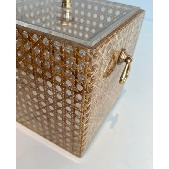 Image 1 of Vintage ice bucket in plexiglass and cane, Italy 1970
