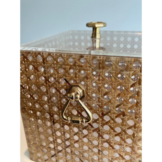 Image 1 of Vintage ice bucket in plexiglass and cane, Italy 1970