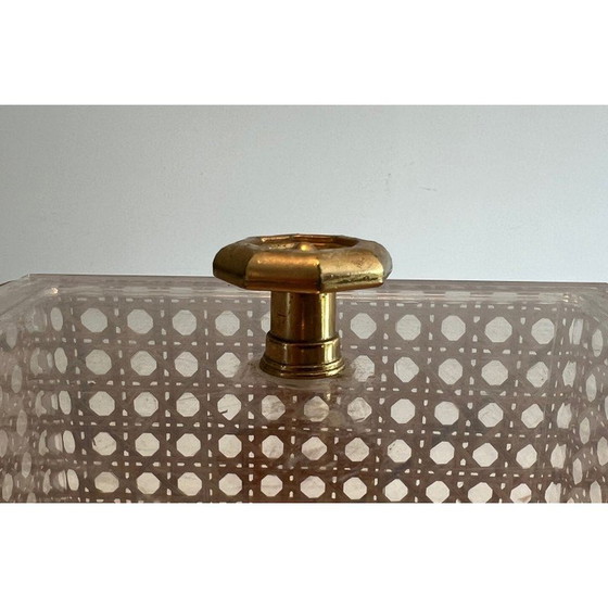 Image 1 of Vintage ice bucket in plexiglass and cane, Italy 1970
