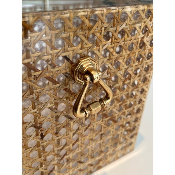 Image 1 of Vintage ice bucket in plexiglass and cane, Italy 1970