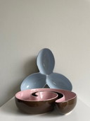 Set Of 2 Serving Bowls - Spiral And Clover - Glazed Ceramic
