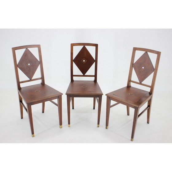 Image 1 of Vintage "Art nouveau" chair with mother of pearl inlay on seat and back, 1910s